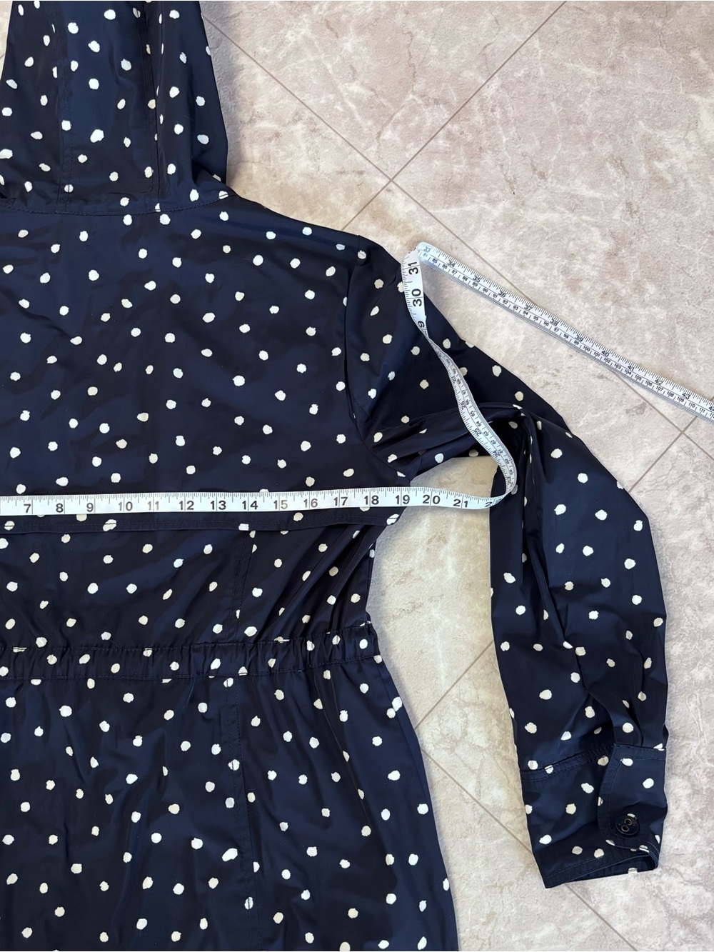 Anthropologie Daughters Of The Liberation Navy Polka Dot Rain Jacket Size 8 EUC - Picture 6 of 13